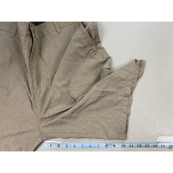 Burnside Shorts Mens 40 Beige Khaki Chino Flat Front Zip Pocket Stretch (42x10) - Picture 10 of 14